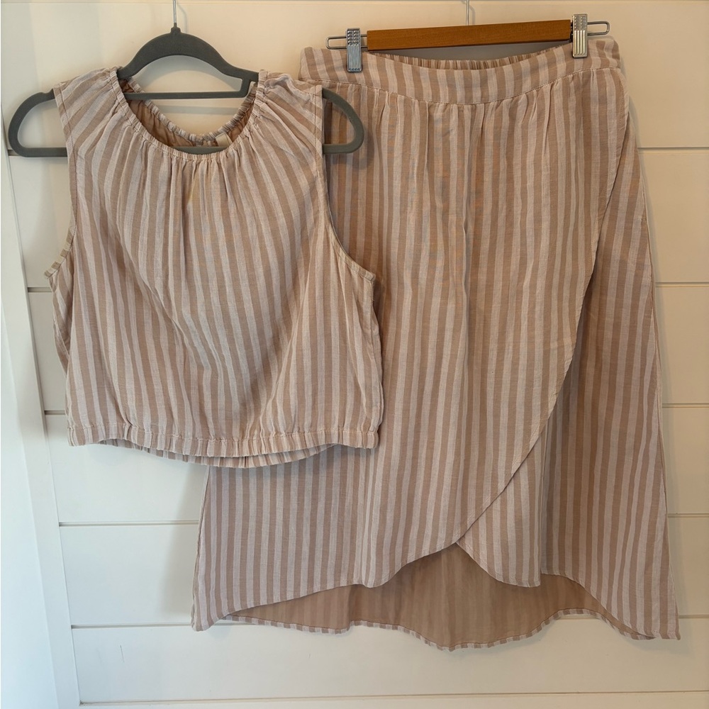 Pact Cotton Striped Sleeveless Top and Skirt Set